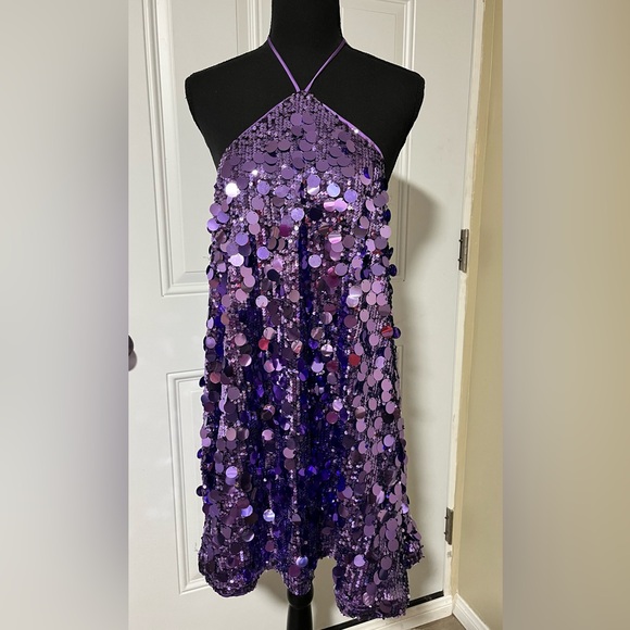 Princess Polly Shimmering Violet Sequin Top - Picture 2 of 4